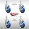 Service Caster 5 Inch SS Blue Polyurethane Swivel 3/8 Inch Threaded Stem Caster Set Brake SCC SCC-SSTS20S514-PPUB-BLU-TLB-381615-4 - alternate 2